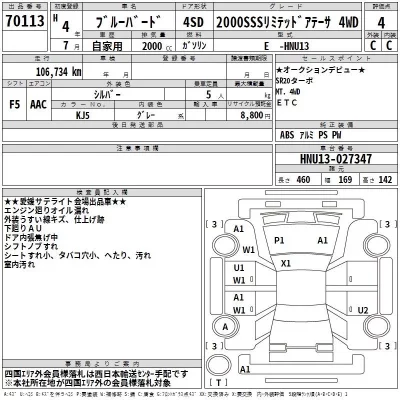 Nissan BLUEBIRD  с аукциона в Японии