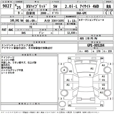 Subaru XV  с аукциона в Японии