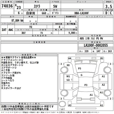 Subaru STELLA  с аукциона в Японии