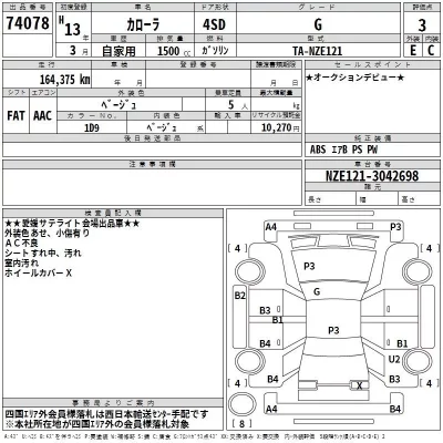 Toyota COROLLA  с аукциона в Японии