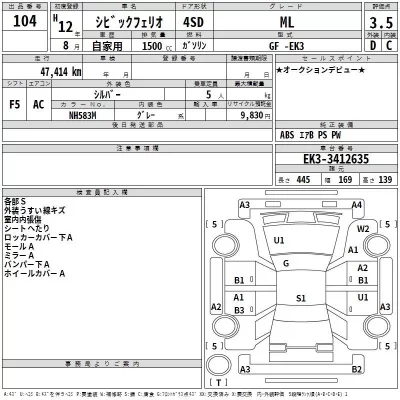 Honda CIVIC  с аукциона в Японии