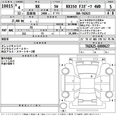 Lexus NX  с аукциона в Японии