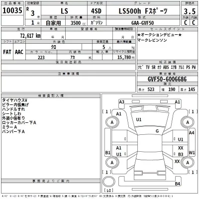 Lexus LS  с аукциона в Японии