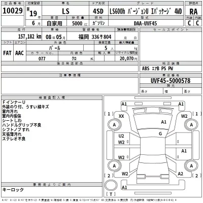 Lexus LS  с аукциона в Японии