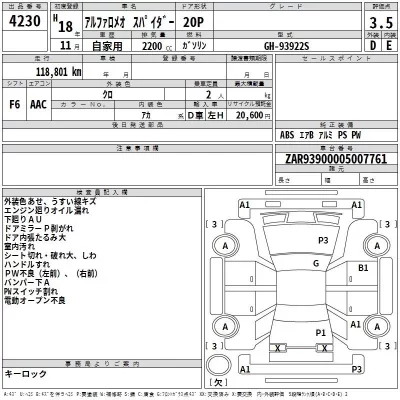 Alfa Romeo Spider  с аукциона в Японии