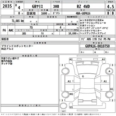 Toyota YARIS  с аукциона в Японии