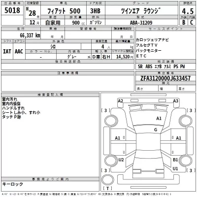 Fiat 500  с аукциона в Японии