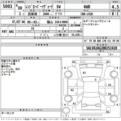 Rover RANGE ROVER  с аукциона в Японии
