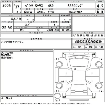Mercedes-Benz S CLASS  с аукциона в Японии