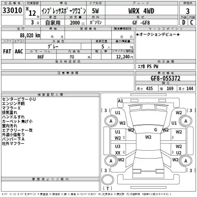 Subaru IMPREZA  с аукциона в Японии