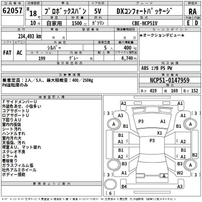 Toyota PROBOX  с аукциона в Японии