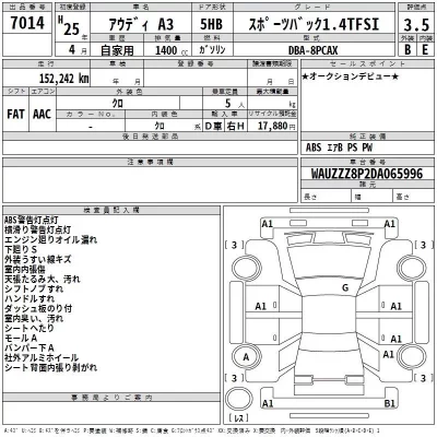Audi A3  с аукциона в Японии