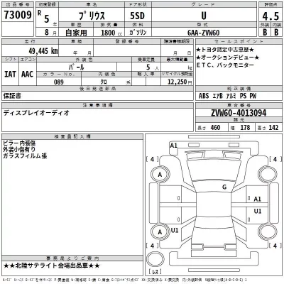 Toyota PRIUS  с аукциона в Японии