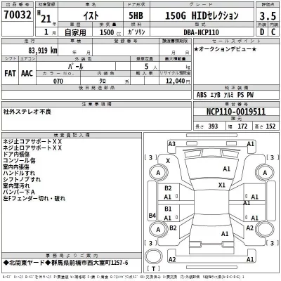Toyota IST  с аукциона в Японии