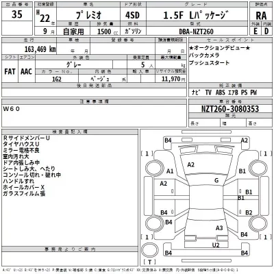 Toyota PREMIO  с аукциона в Японии