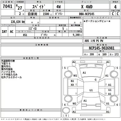 Toyota SPADE  с аукциона в Японии
