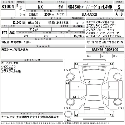 Lexus NX  с аукциона в Японии