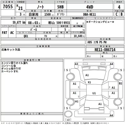 Nissan NOTE  с аукциона в Японии