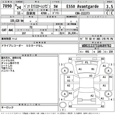 Mercedes-Benz E CLASS WAGON  с аукциона в Японии