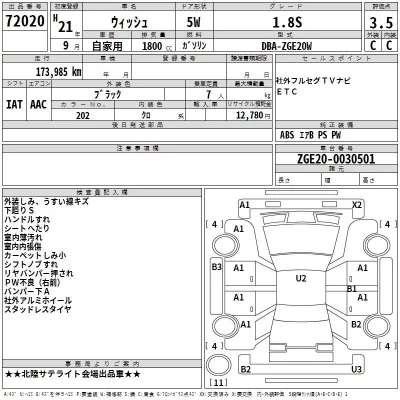 Toyota WISH  с аукциона в Японии