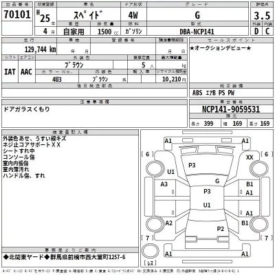 Toyota SPADE  с аукциона в Японии