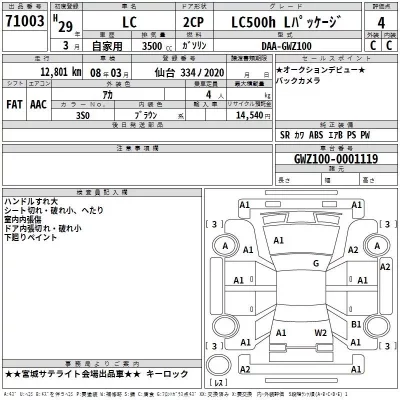 Lexus LC  с аукциона в Японии