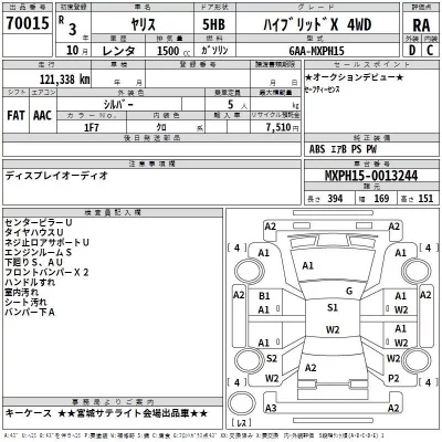 Toyota YARIS  с аукциона в Японии