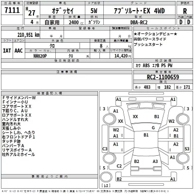 Honda ODYSSEY  с аукциона в Японии
