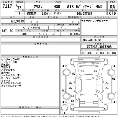 Toyota ALLION  с аукциона в Японии