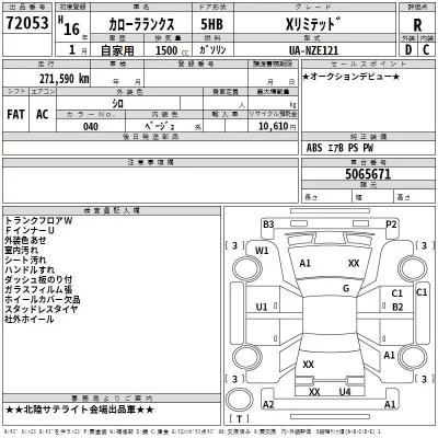 Toyota COROLLA RUNX  с аукциона в Японии