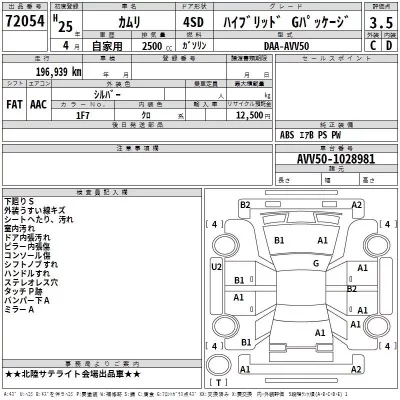 Toyota CAMRY  с аукциона в Японии