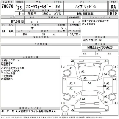Toyota COROLLA FIELDER  с аукциона в Японии