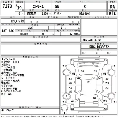 Honda STREAM  с аукциона в Японии