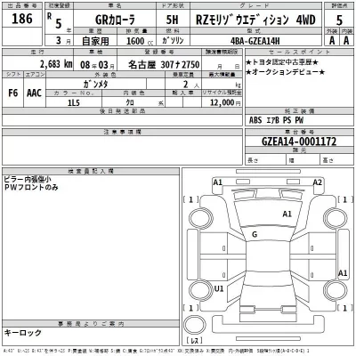 Toyota COROLLA  с аукциона в Японии