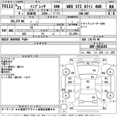Subaru IMPREZA  с аукциона в Японии