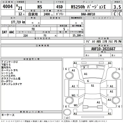 Lexus HS  с аукциона в Японии