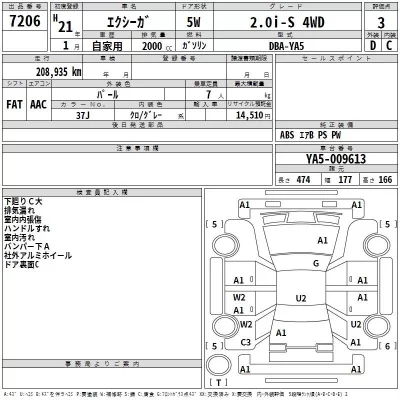 Subaru EXIGA  с аукциона в Японии