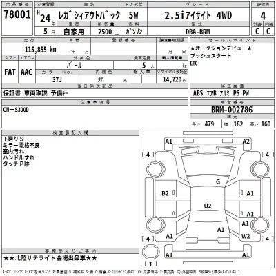 Subaru LEGACY OUTBACK  с аукциона в Японии