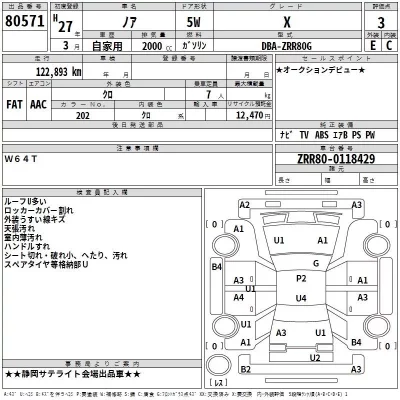 Toyota NOAH  с аукциона в Японии