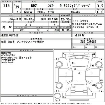Subaru BRZ  с аукциона в Японии