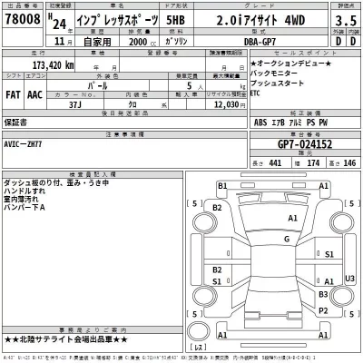 Subaru IMPREZA  с аукциона в Японии
