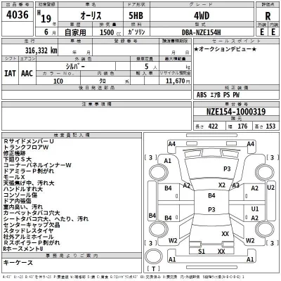 Toyota AURIS  с аукциона в Японии