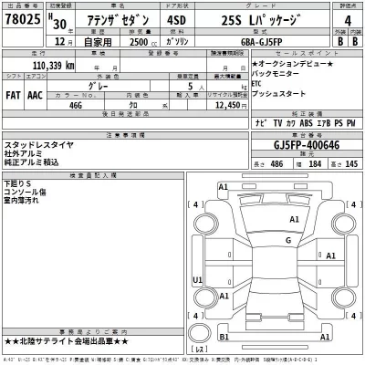 Mazda ATENZA SEDAN  с аукциона в Японии