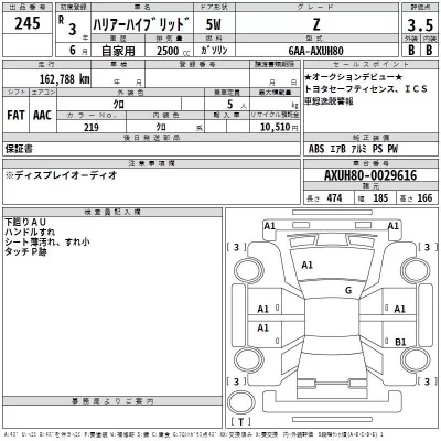 Toyota HARRIER  с аукциона в Японии