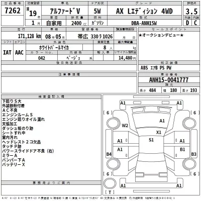 Toyota ALPHARD  с аукциона в Японии