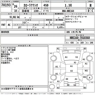 Toyota COROLLA AXIO  с аукциона в Японии