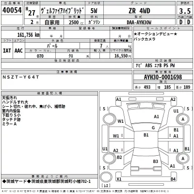 Toyota VELLFIRE  с аукциона в Японии