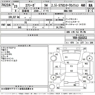 Subaru EXIGA  с аукциона в Японии