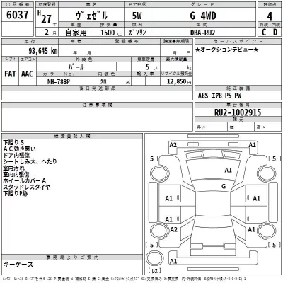 Honda VEZEL  с аукциона в Японии