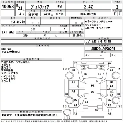 Toyota VELLFIRE  с аукциона в Японии